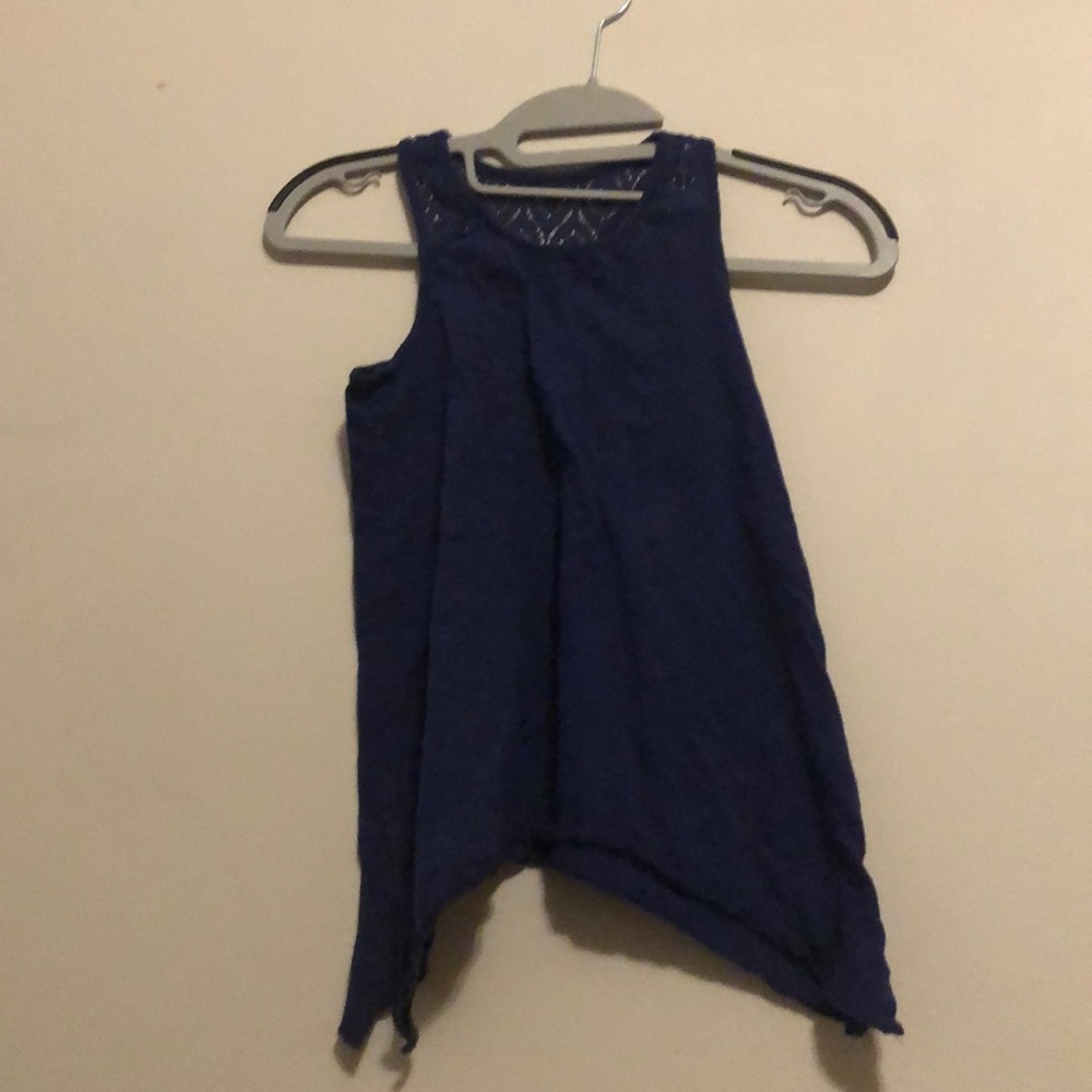 Cute navy tank top with cool back design